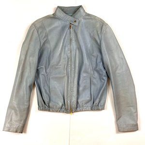 Vintage Gucci Baby Blue Leather Jacket